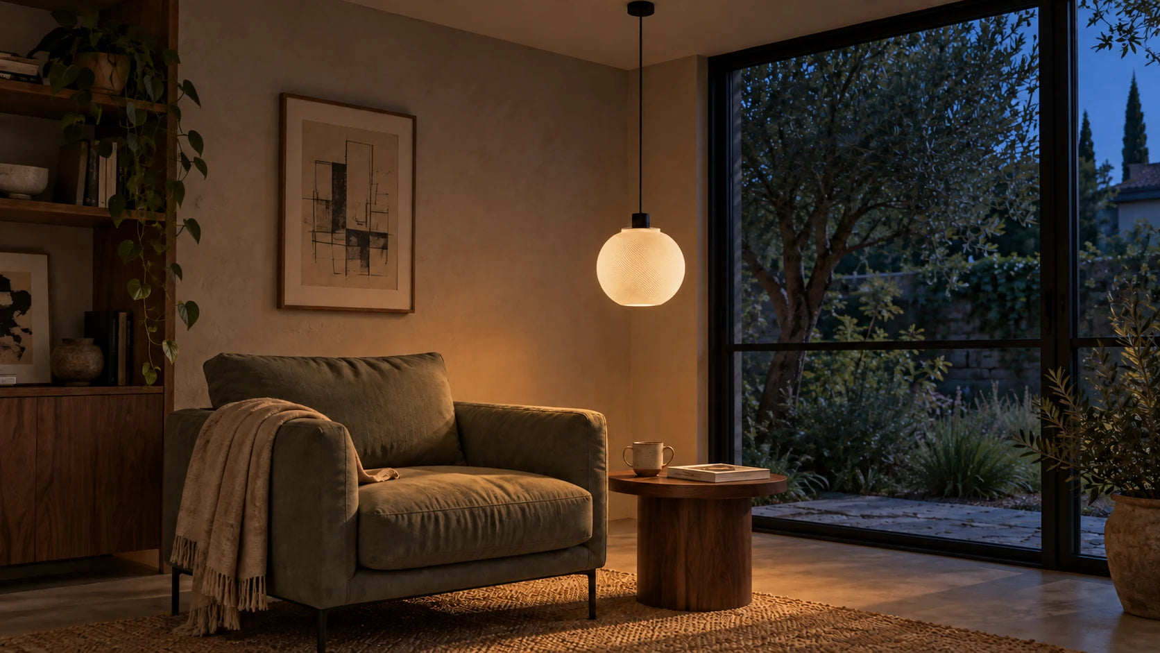 Faden neben einem Sofa in einem modernen Zuhause